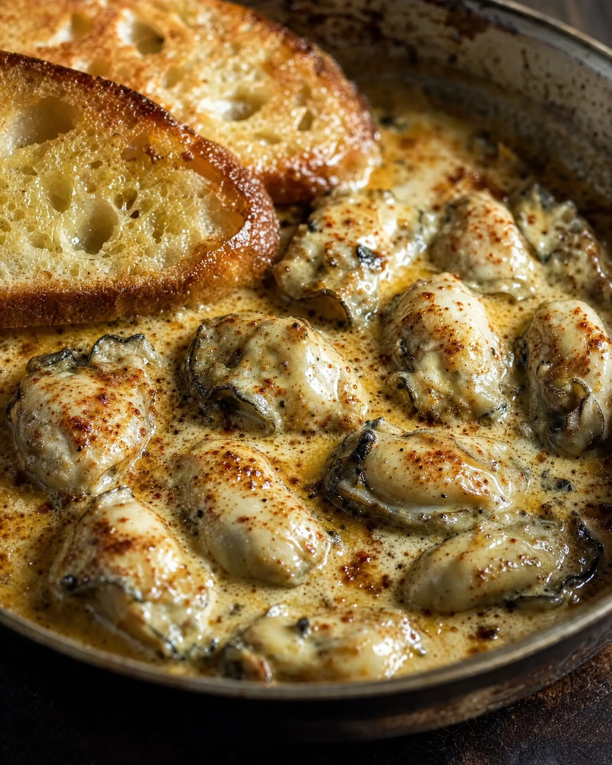 Oyster Pan Roast — Cream, butter, a dozen oysters, and toast. Fifteen minutes to the highest-zinc dinner ther