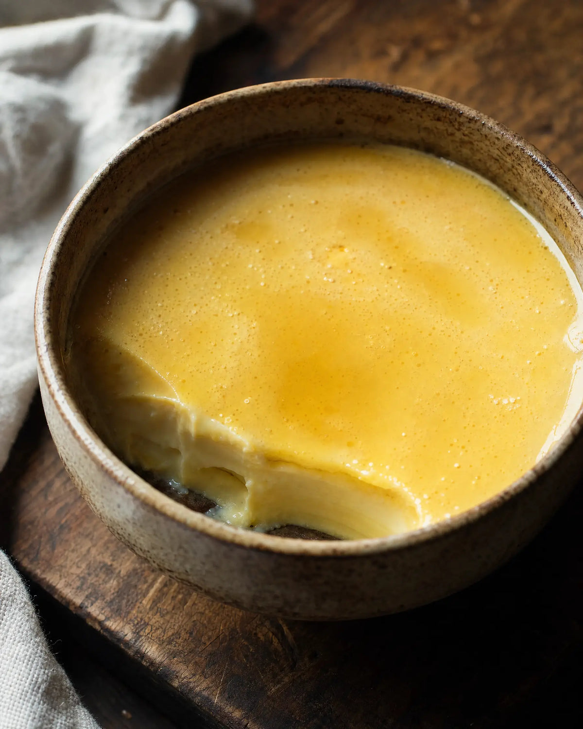 Six-Yolk Custard — Raw milk, yolks, honey, gelatin. A dessert that reads as a sleep protocol.
