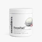 Container of monthlles FocusFuel dietary supplement on a white background