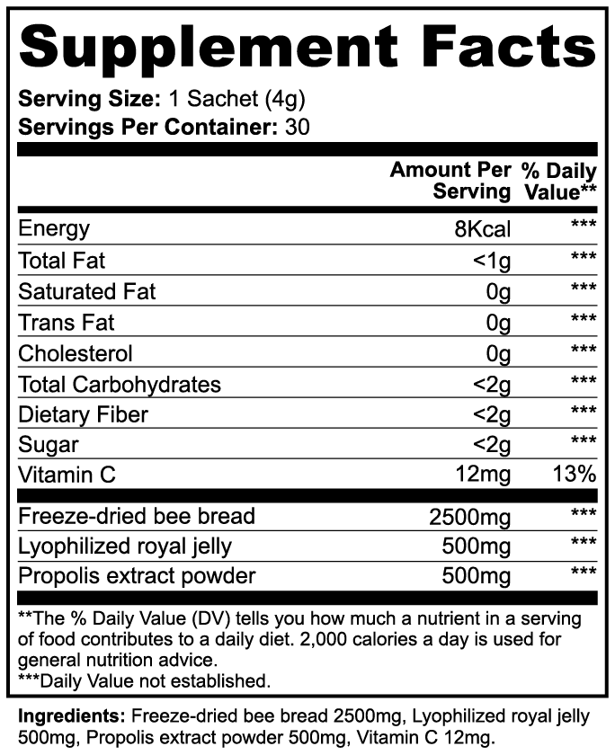 Bee Bread with Royal Jelly, Propolis, & Vitamin C