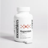 Supplement bottle labeled 'monthlees Magnesium' on a white background